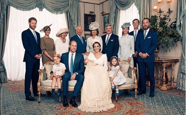 The Duke and Duchess of Cambridge with their families and their children. Photo / Matt Holyoak