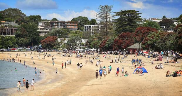 Mission Bay, with its safe beach, promenade, park and adjacent bars and eateries is one of the most popular beaches in Auckland. File photo / Greg Bowker
