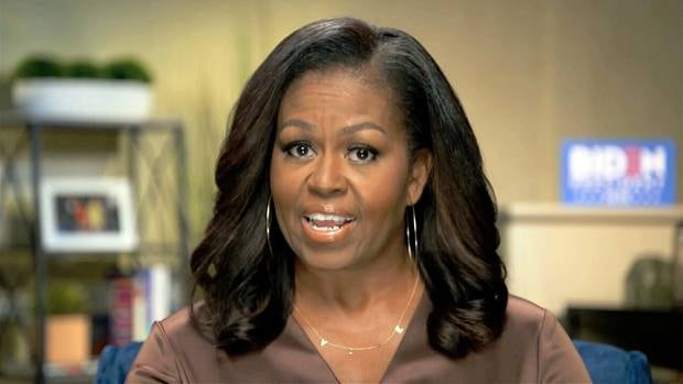 Michelle Obama speaks during the first night of the Democratic National Convention. Photo / AP