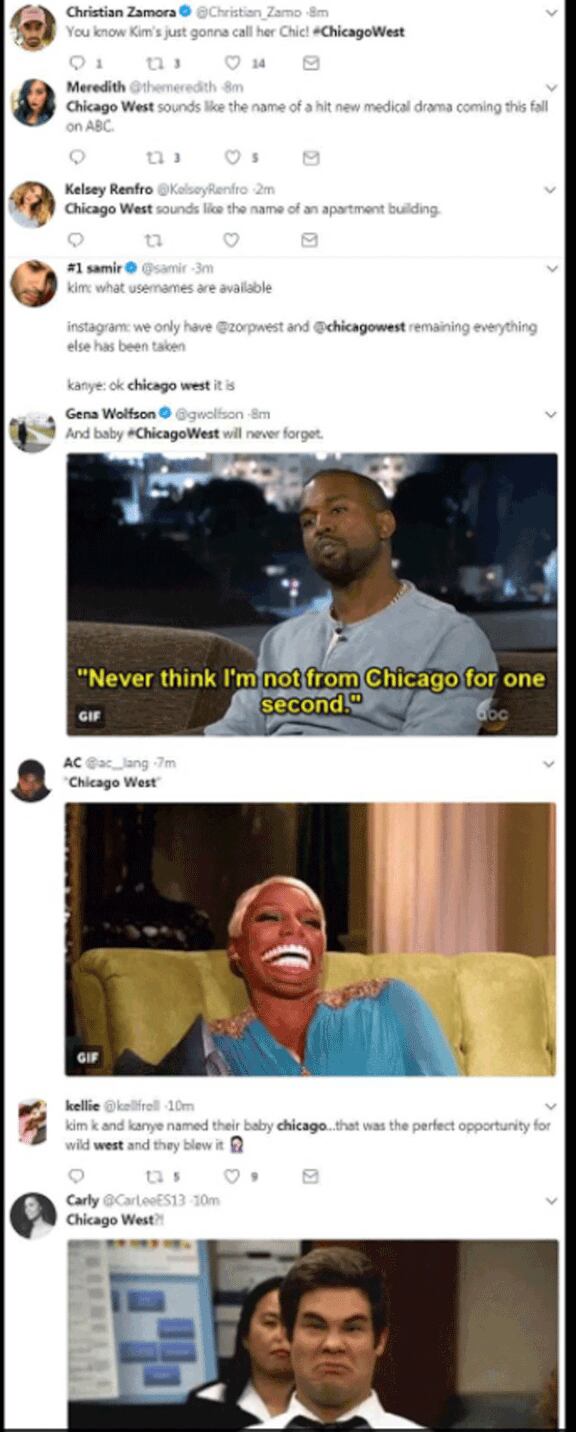 Kim S Baby Name Chicago West Sparks Meme Madness On Social Media Nz Herald