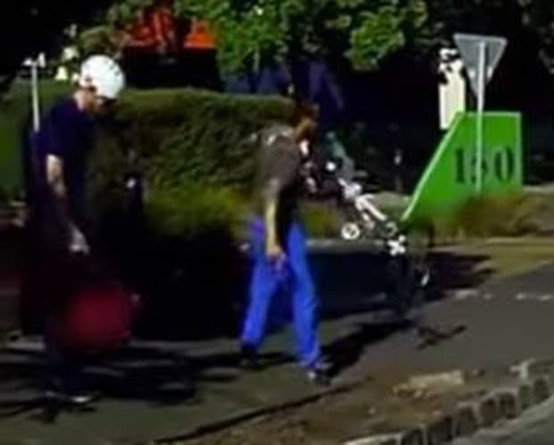 The man throws the bike away. Photo / via YouTube