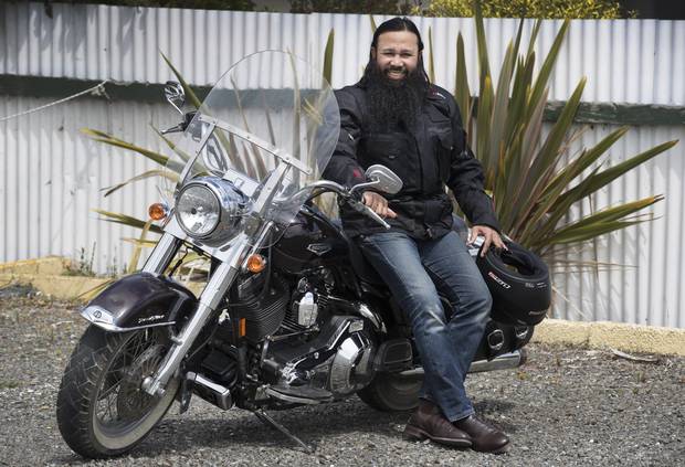 Reza Abdul-Jabbar with his Harley-Davidson. Picture / Brett Phibbs