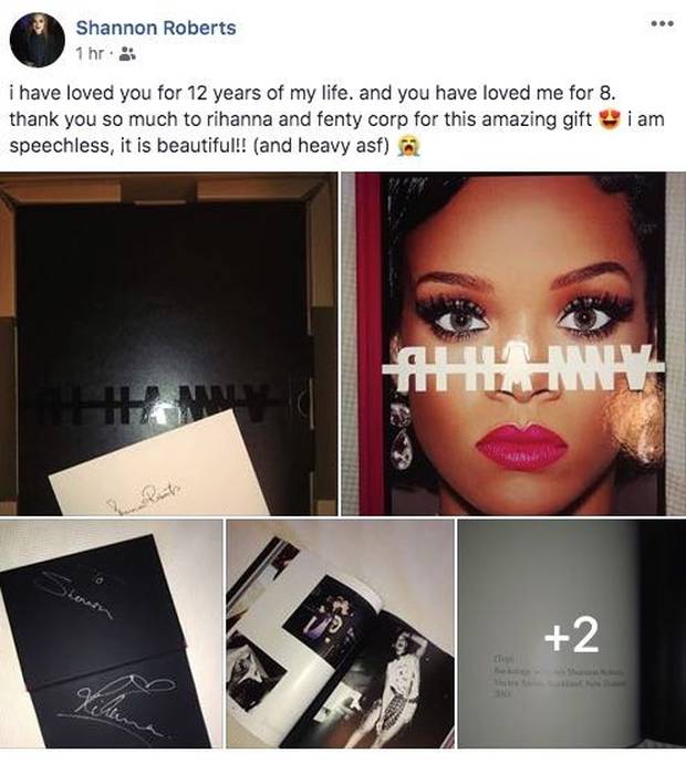 Shannon Robert's photo of her gift from Rihanna. Photo / Facebook 