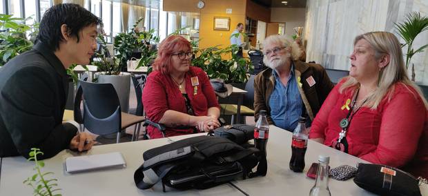 Sonya Rockhouse (R), Rick Durbridge and Anna Osborne at Parliament this week where they had meetings with Ministers about the Pike River re-entry, planned to begin on May 3. Photo / Supplied