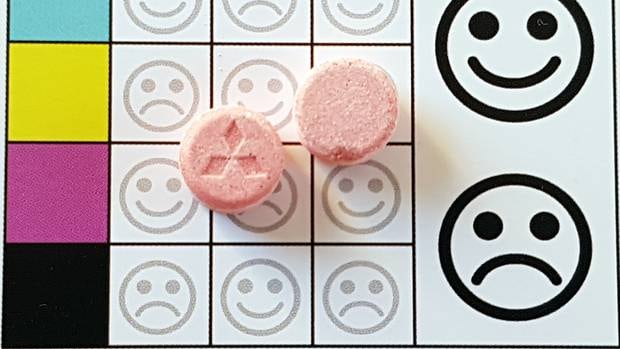 Party pills like these 'Pink Mitsubishis' contain dangerously-high levels of MDMA, and also caffeine, according to Know Your Stuff. Photo / Know Your Stuff 