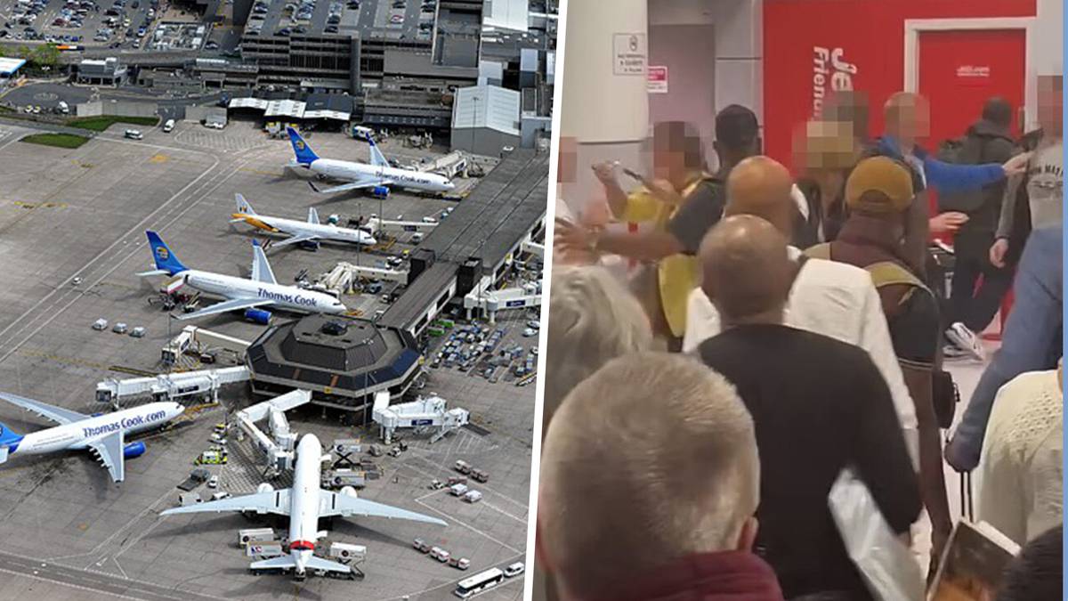 W karuzeli na lotnisku w Manchesterze wybuchła bójka o utratę bagażu