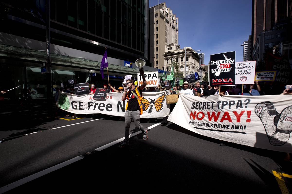 Thousands Protest Tppa In Downtown Auckland Nz Herald
