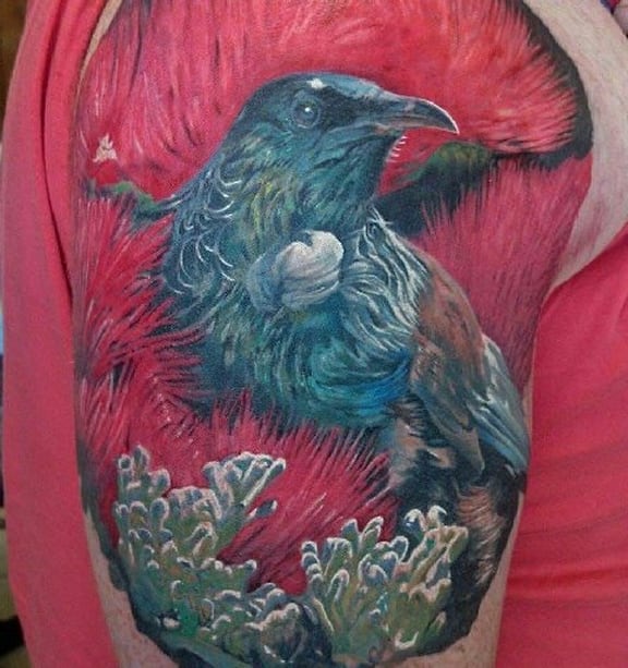 Artist's incredible tui tattoo wins award - NZ Herald
