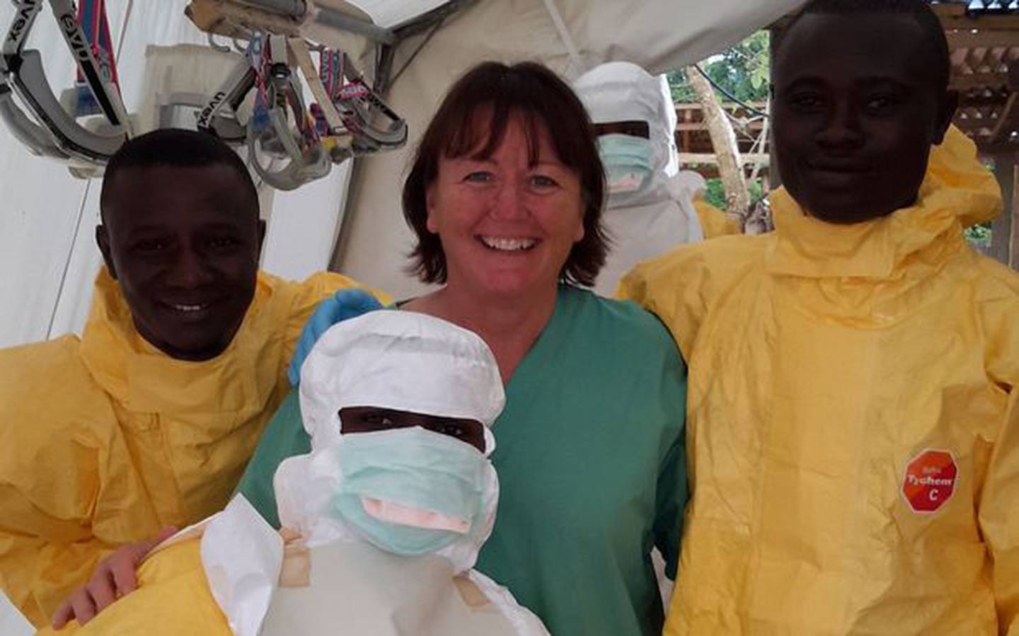 Donna Collins with others helping care for Ebola patients in Sierra Leonne.
