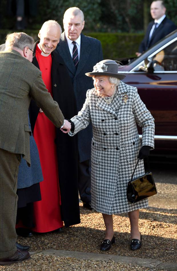He cut a solemn figure as he marched into church but Andrew seemed pleased with his first 2020 appearance at the Queen's side. Photo / Getty Images