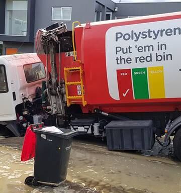 Down In The Dumps Rubbish Truck Falls Into Large Sinkhole In Christchurch Street Nz Herald