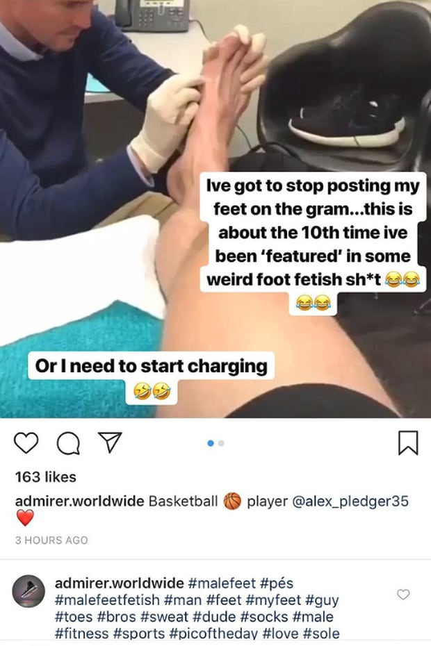 Pledger suggested he needed to start charging for the pictures of his feet. Photo / Instagram