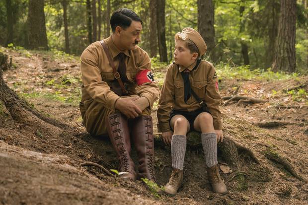 Taika Waititi and Roman Griffin Davis in a scene from Jojo Rabbit. Photo / Twentieth Century Fox