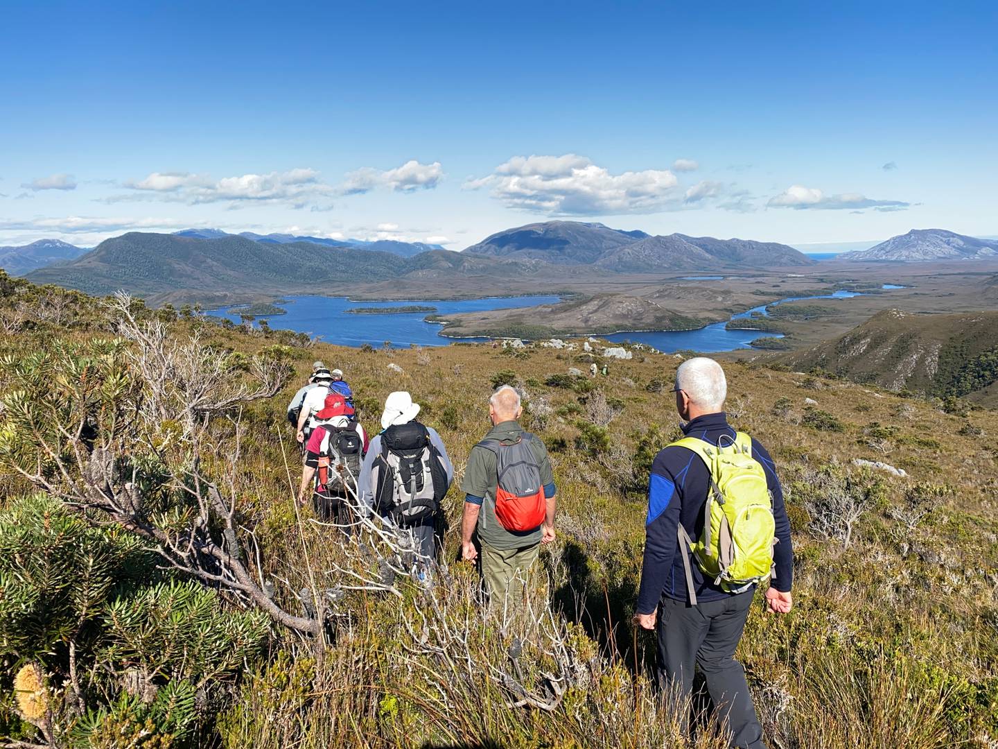 Hikers descending from Mt Beattie. Photo / Tiana Templeman, Supplied