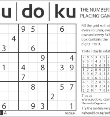 Sudoku Puzzle For January 1 Medium Nz Herald