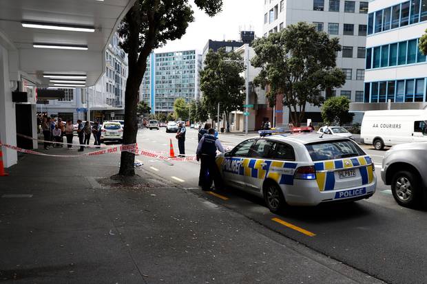 Police at the scene on Anzac Ave. Photo / Dean Purcell