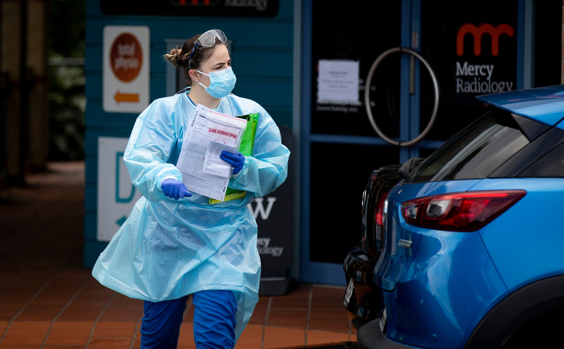 Health staff at a St Lukes Covid-19 testing centre have been kept busy today thanks to an influx of people keen to be swabbed for the virus. Photo / Dean Purcell