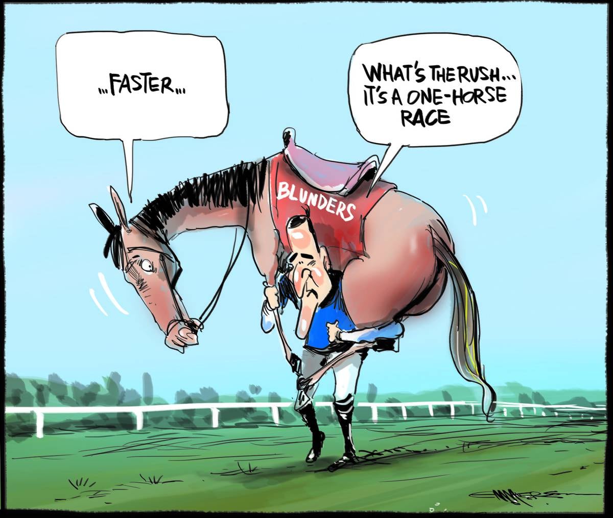 Cartoon Onehorse race NZ Herald