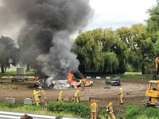 Palmerston North fire brigade extinguish a 