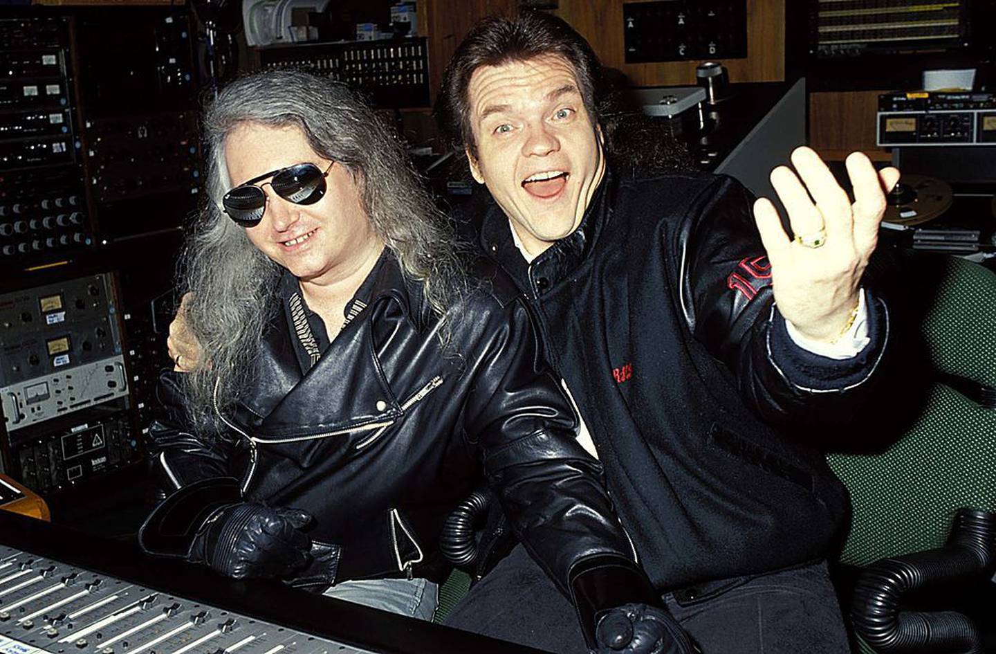Meat Loaf and Jim Steinman during Meat Loaf in Studio Recording Bat Out of Hell II in Los Angeles in 1991. Photo / Getty Images