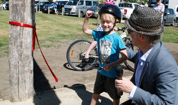 Jed Bullock, 5, at the ribbon cutting ceremony.