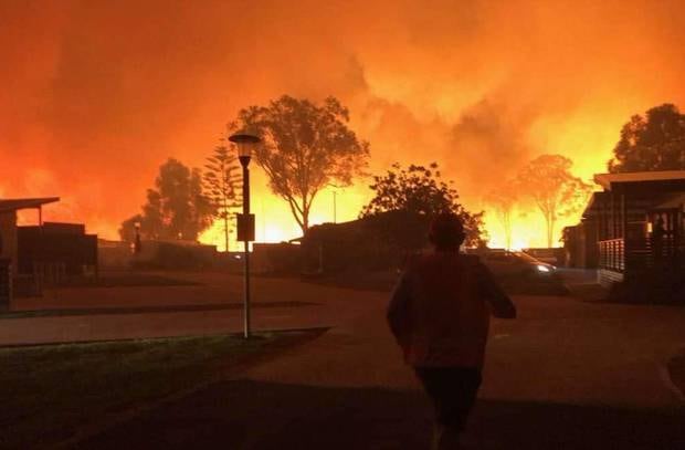 View from the holiday park at the height of the blaze. Photo / BIG4 Colonial Holiday Park