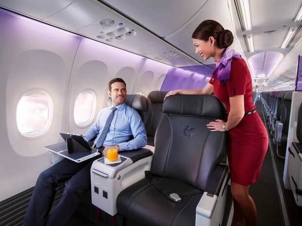 Virgin Australia has a small lbusiness class cabin on its transtasman flights. Photo / Supplied
