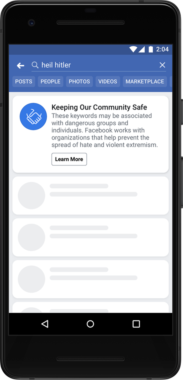 An example of how Facebook is redirecting users away from white supremacy-related content. Photo / Supplied