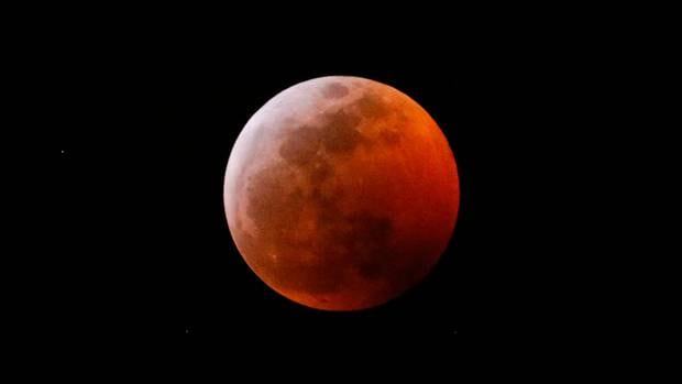 This photo shows the moon during a total lunar eclipse, seen from Los Angeles. Photo / AP