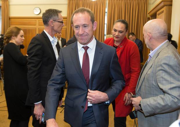 Labour leader Andrew Little leaving after announcing his resignation at Parliament. File photo / Mark Mitchell