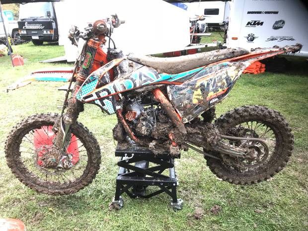 Boston won't be racing for the rest of the year until his parents can get him a replacement bike. Photo / Supplied