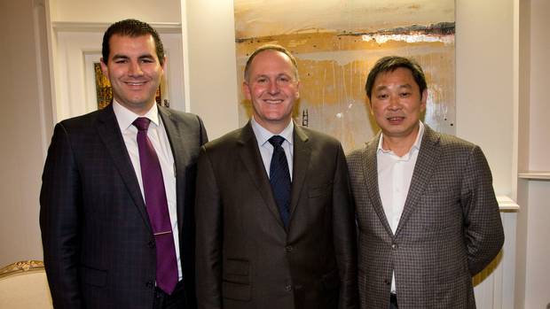 Jami-Lee Ross, John Key and Chinese businessman Donghua Liu.