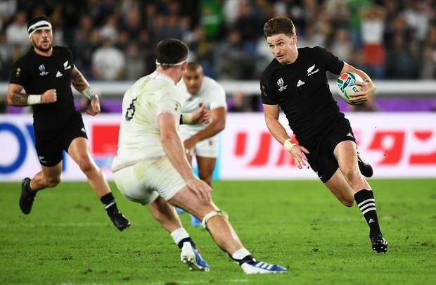 Beauden Barrett on the attack against England. Photo / Photosport