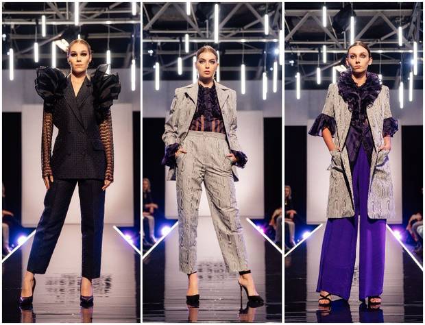 Three designs from Kerry Ranginui's final collection on Project Runway NZ. Photo / Supplied