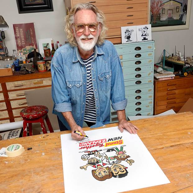 Artist Dick Frizzell will personally sign each print sold, with all of the proceeds going to charity. Photo / Supplied