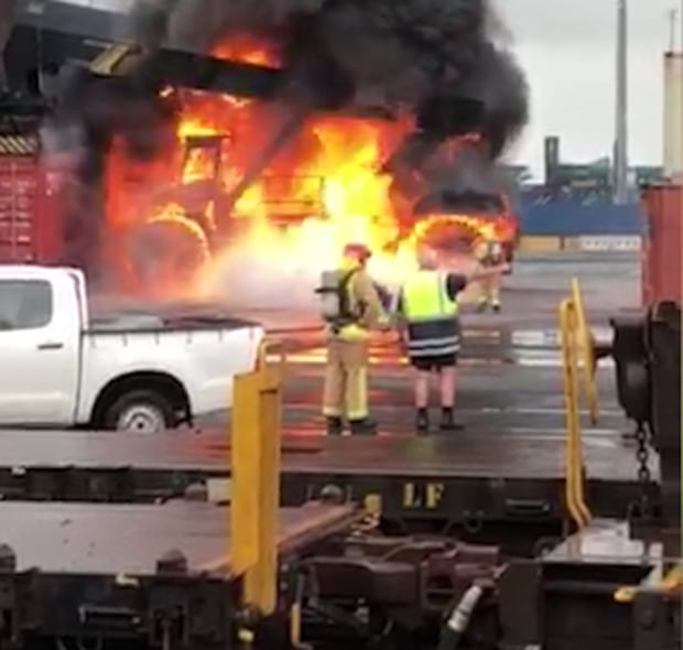 Video footage captured the blaze.