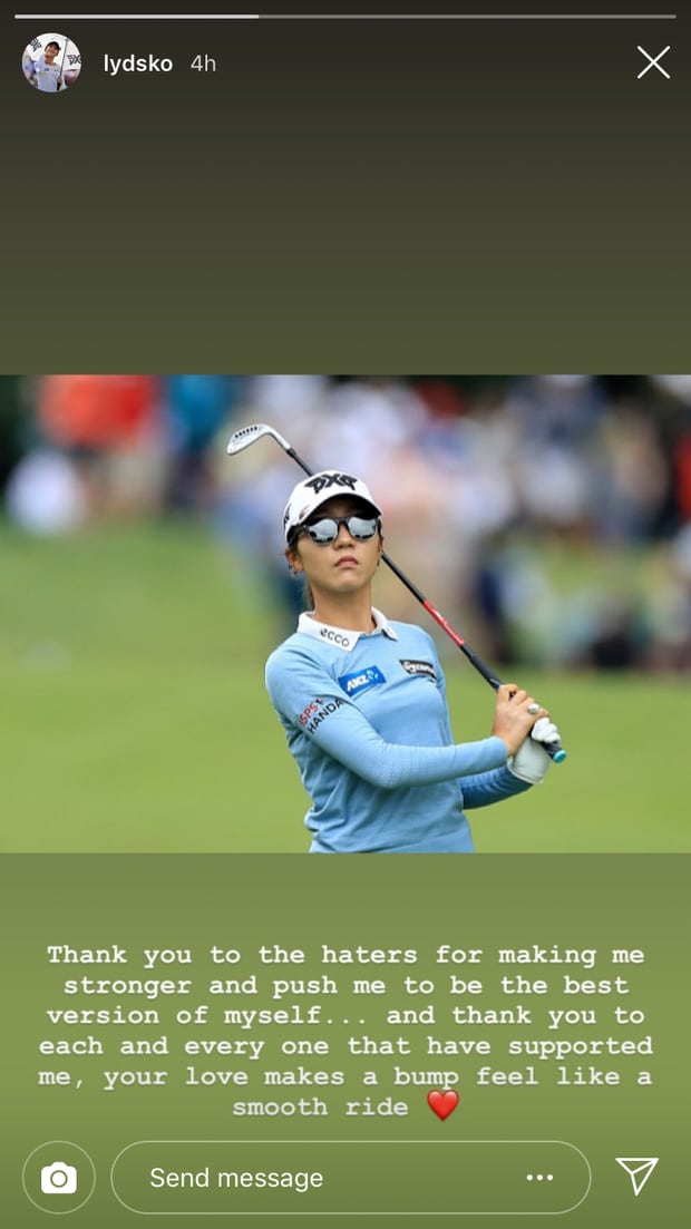 Lydia Ko's Instagram story. Photo / Instagram