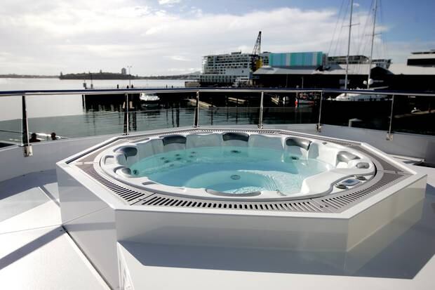 The superyacht Big Fish in Auckland's Viaduct Harbour. Pictured is the spa pool. Photo / File