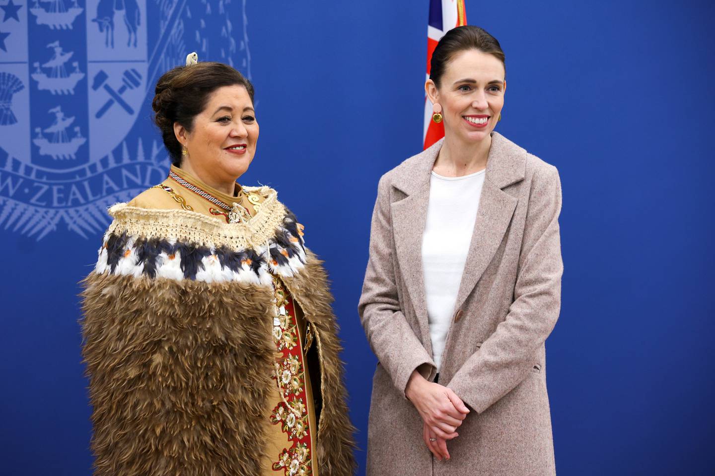 Governor-General Dame Cindy Kiro and Prime Minister Jacinda Ardern pose for an official photo during a swearing-in ceremony at Parliament in October. Photo / Getty Images