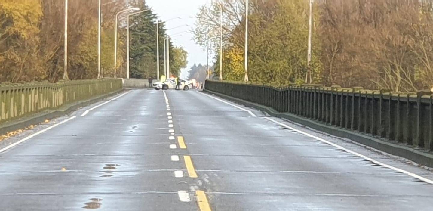 The Ashburton bridge on State Highway One is closed after slumping. Photo / Phil Hooper 