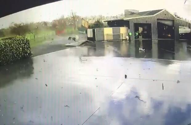 The mini-tornado tore through Ben Furness' shed and ripped down his shed. Photo / Ben Furness