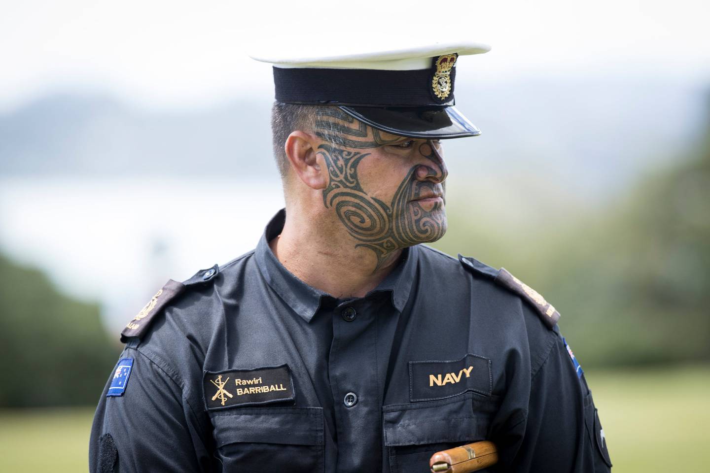 Navy officer Rawiri Barriball was the  first to get clearance from Navy to have a moko.