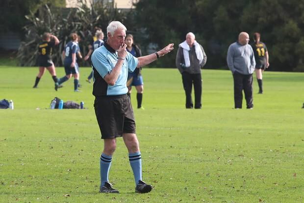 Tanner's love of the game has seen him reach 50 years service as a referee. Photo / Bevan Conley.