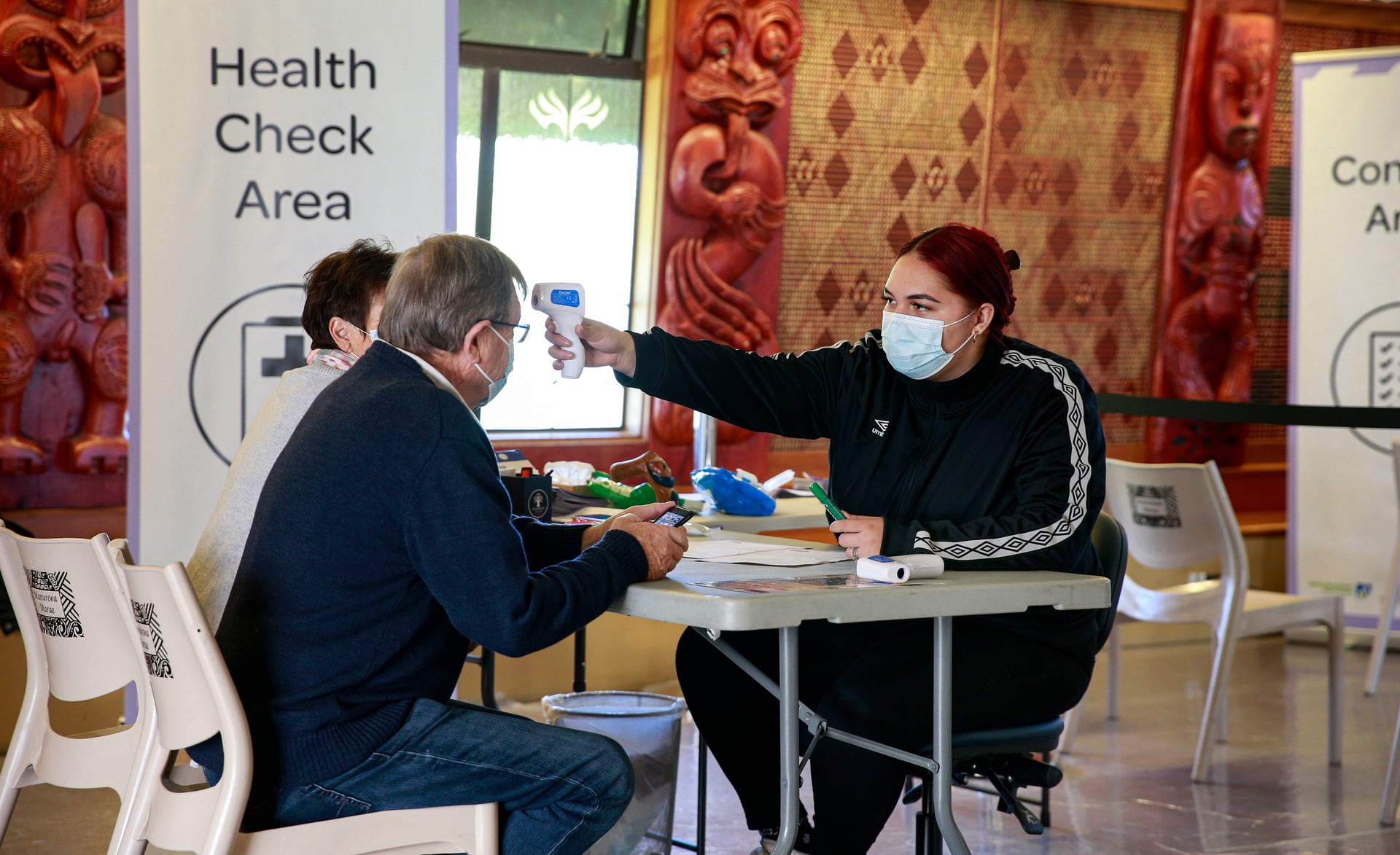 Behind the scenes at the vaccine centre at Manurewa Marae. Photo / Alex Burton