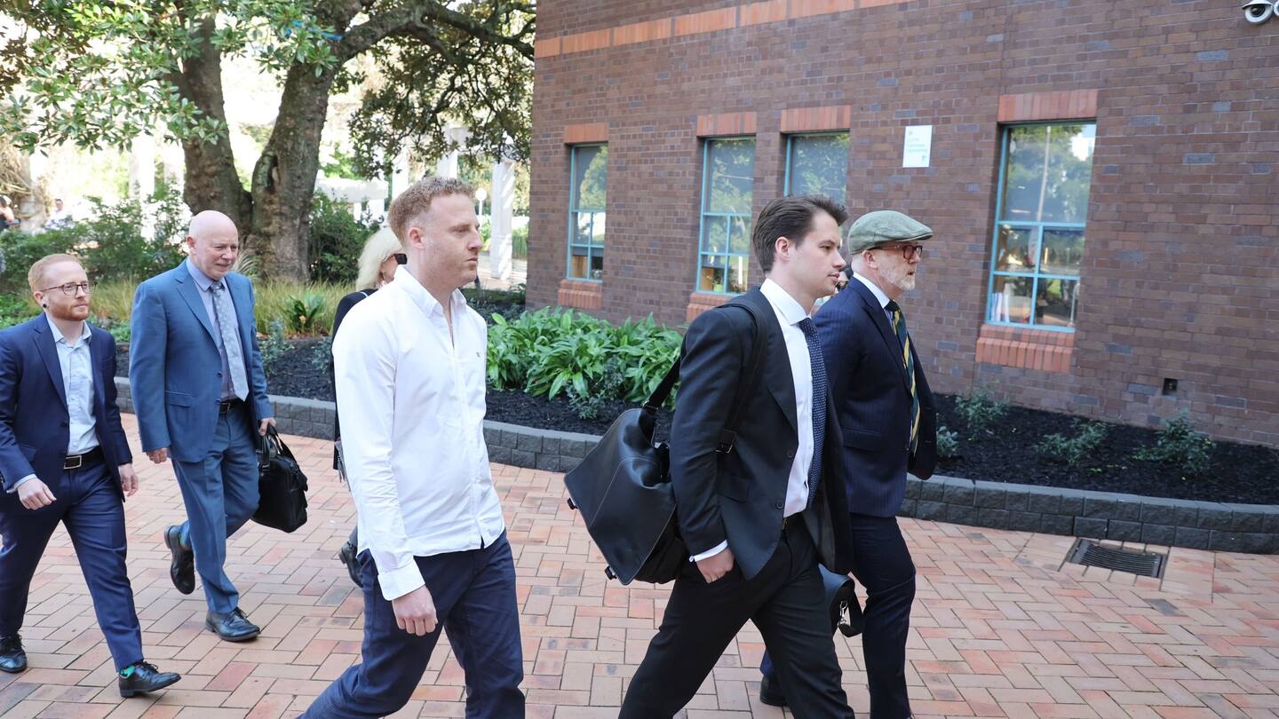 Two of Philip Polkinghorne's sons walked into the courthouse with him on Friday morning. Photo / Michael Craig