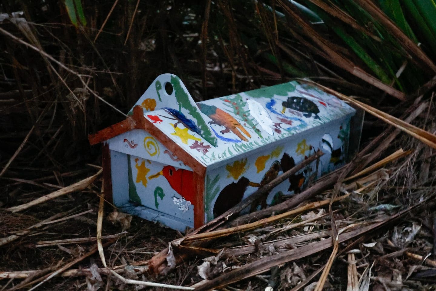 A kiwi burrow painted by schoolchildren. Photo / Sylvie Whinray