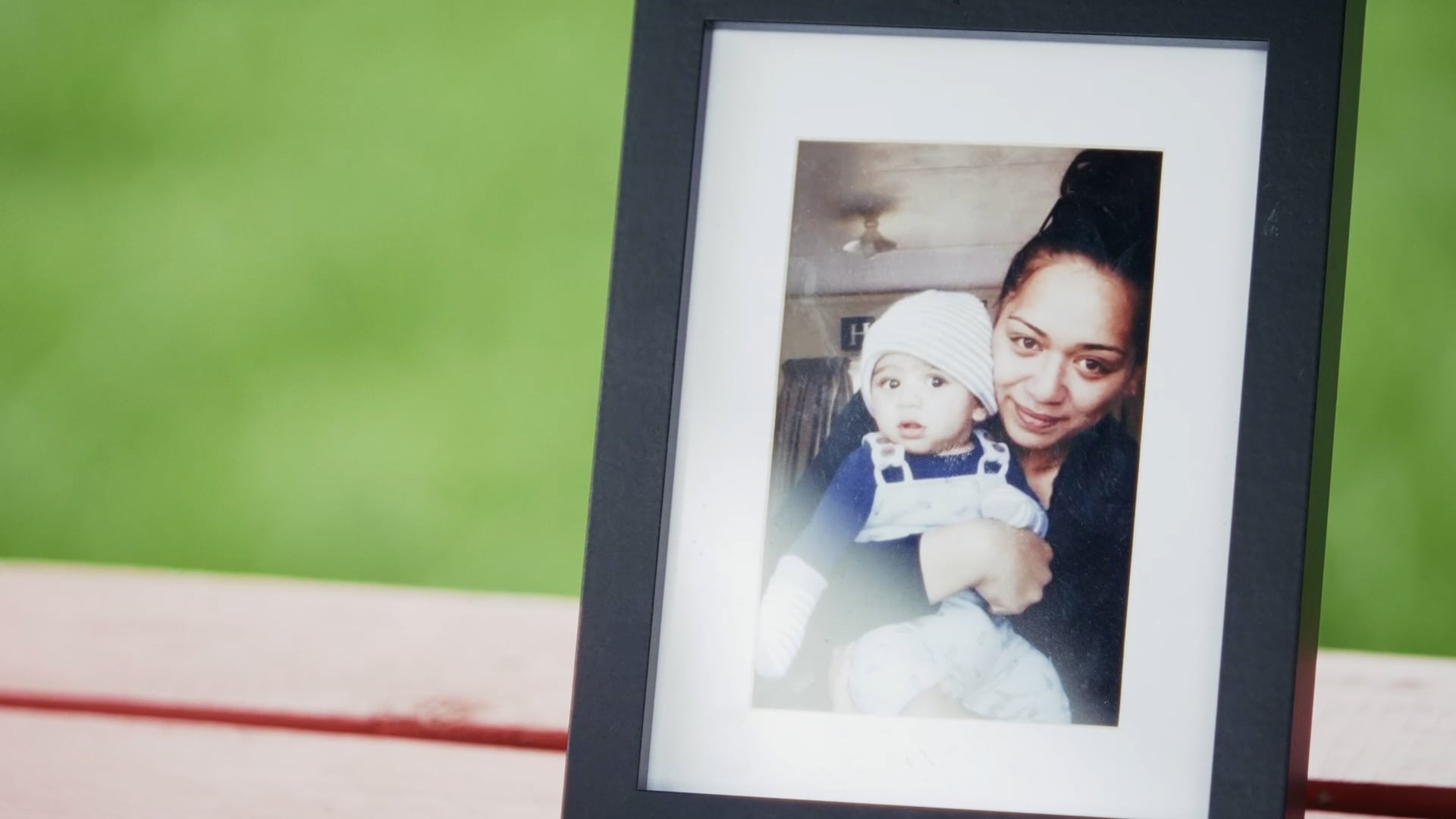 A framed photo of Timothy Tu’uaki Rolleston-Bryan with his late mother, Hayley. Photo / Ben Dickens