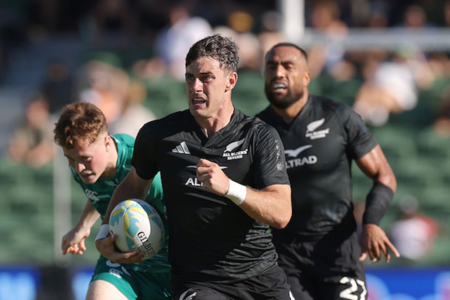 Oli Mathis in action for the All Blacks Sevens at HBF Park in Perth earlier this year. Photo / Richard Wainwright