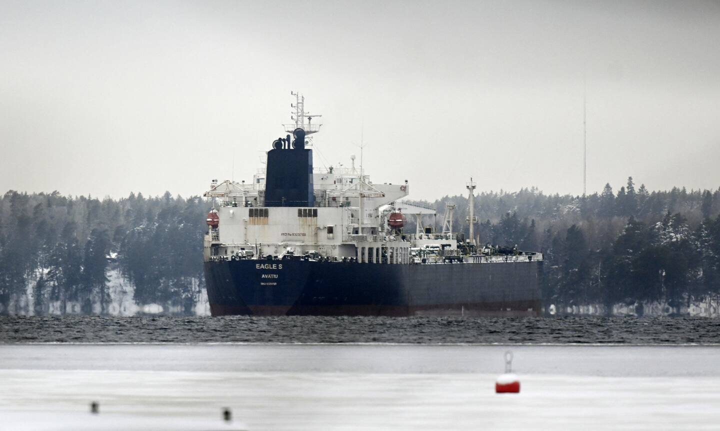 Oil tanker Eagle S is seen anchored near the Kilpilahti port in Porvoo on the Gulf of Finland on January 13, 2025. Photo / AFP