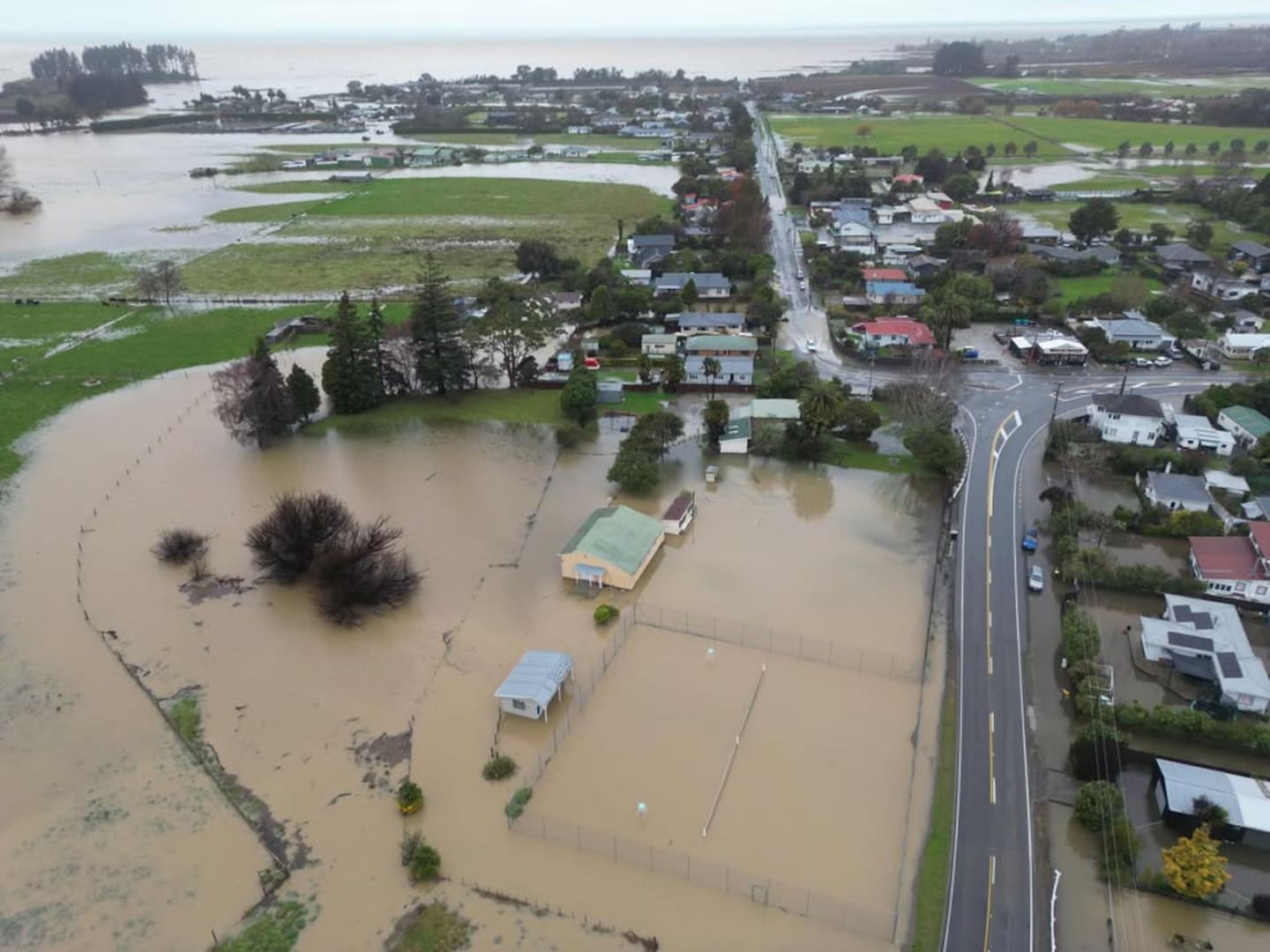 Aerial photos showed extensive flooding in Riwaka, near Motueka. Photo / James Thomas